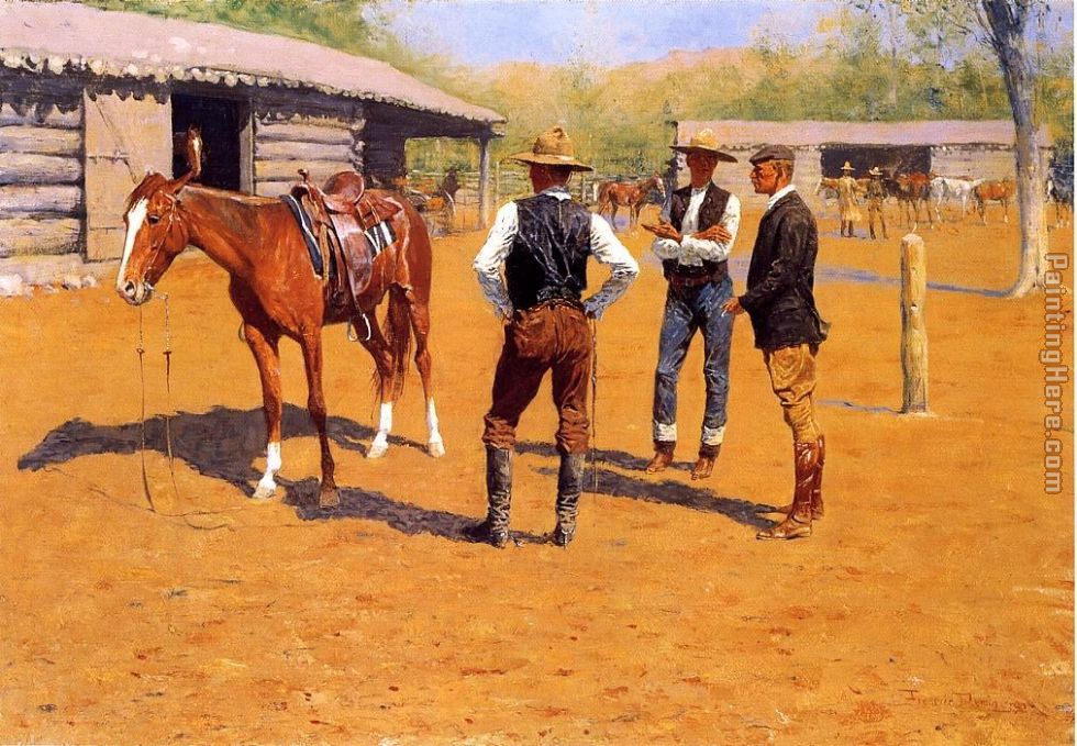 Buying Polo Ponies in the West painting - Frederic Remington Buying Polo Ponies in the West art painting
